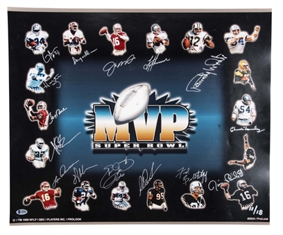 Super Bowl MVP Multi Signed 20x24 Print With 15 Signatures Including Montana, Rice & Smith - 11/18 (Beckett)